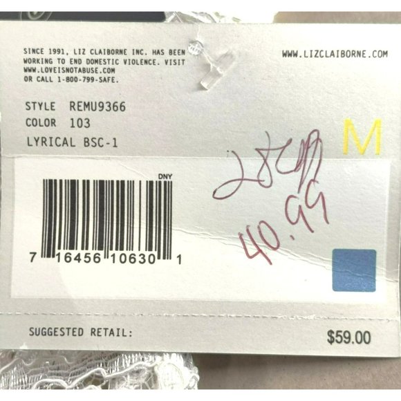 NWT Liz Claiborne Size M White Sheer Lace Button Down Short Sleeve Blouse - Picture 7 of 15